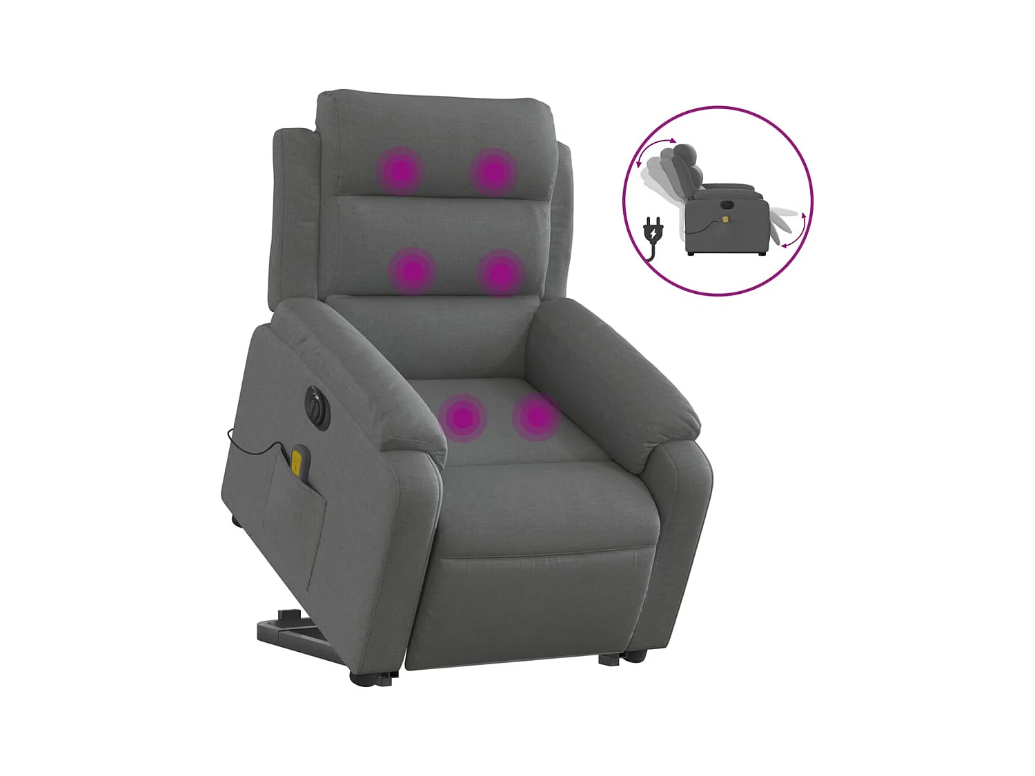Fauteuil inclinable de massage électrique Gris foncé Tissu