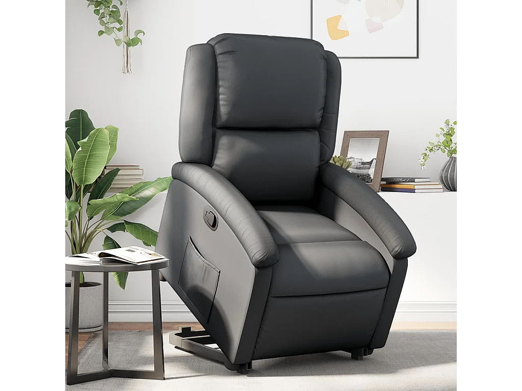 Fauteuil inclinable noir cuir véritable