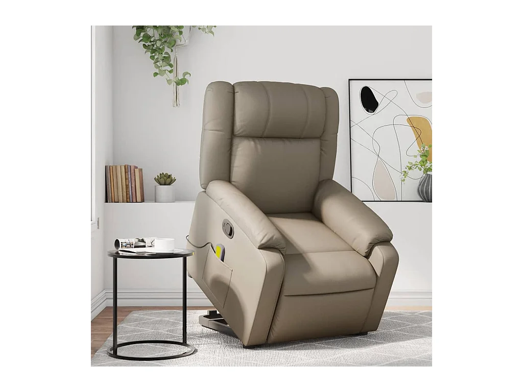 Poltrona Alzapersone Massaggi Reclinabile Cappuccino Similpelle