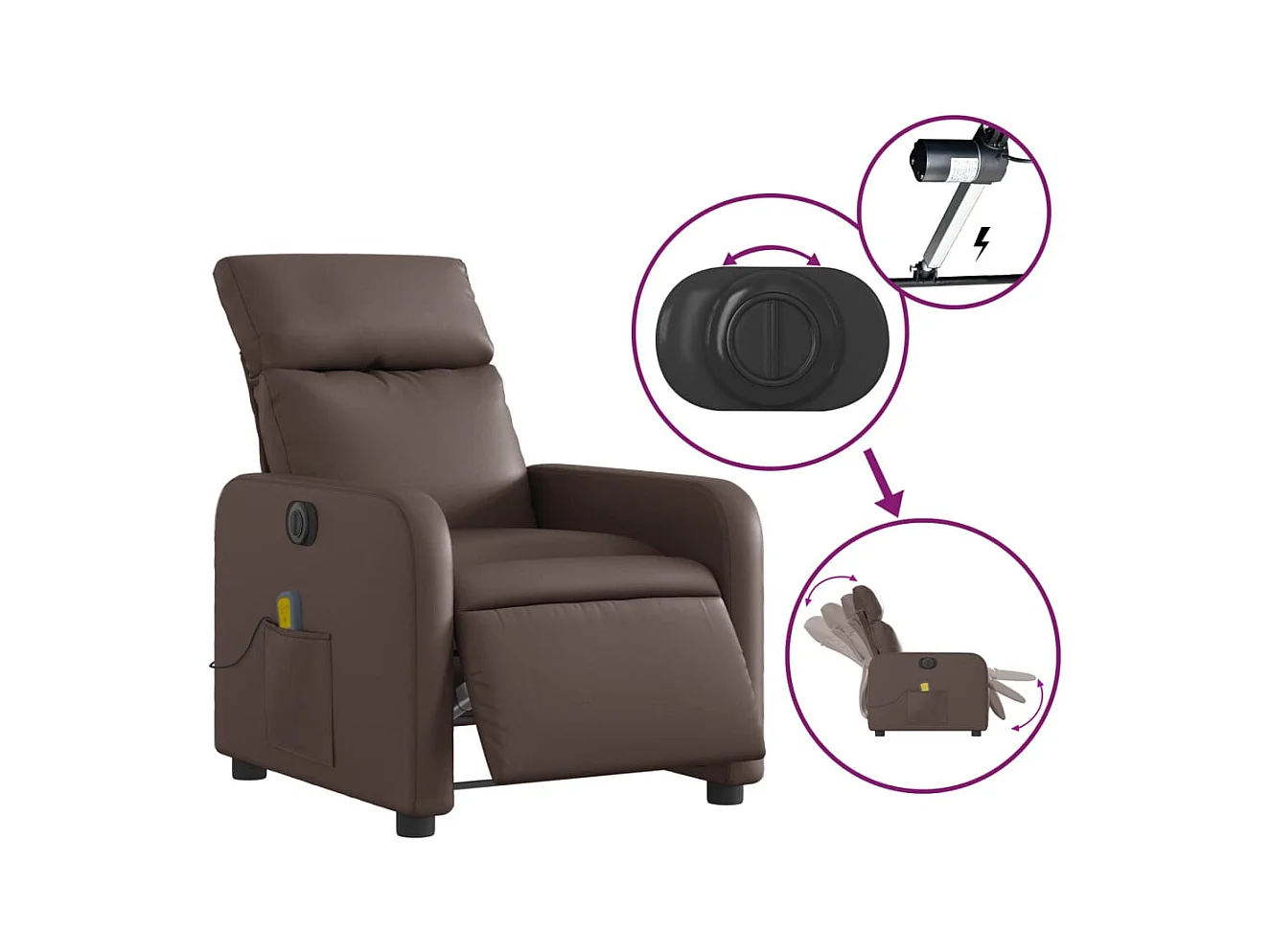 Massagesessel Elektrisch Braun Kunstleder