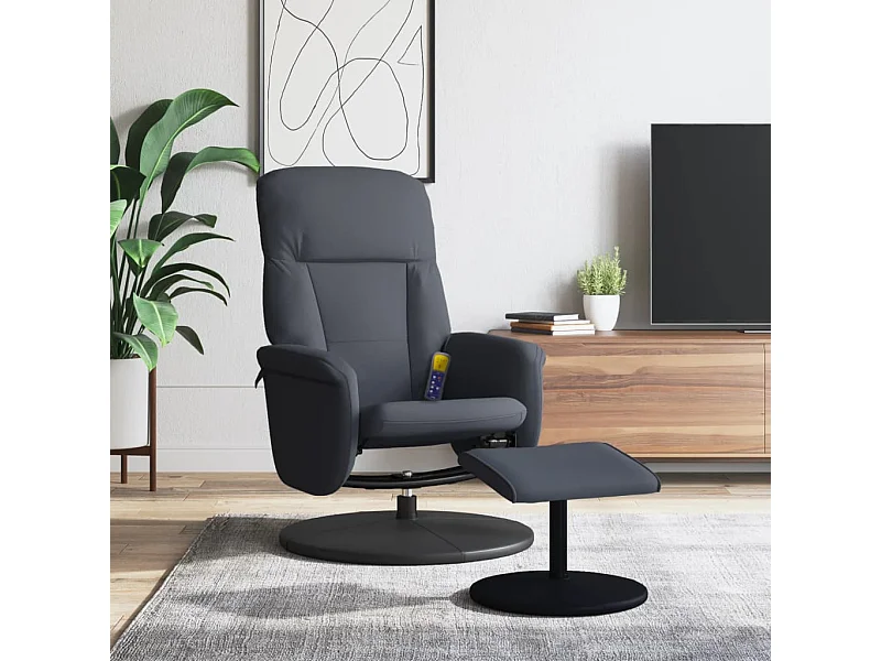 Fauteuil de massage inclinable repose-pied gris foncé velours