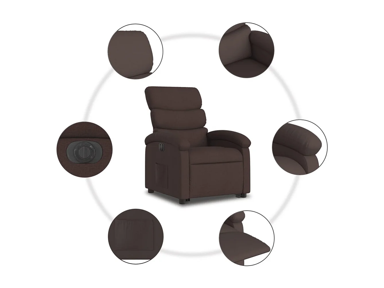 Poltrona Alzapersona Reclinante Elettrica Marrone Scuro Tessuto