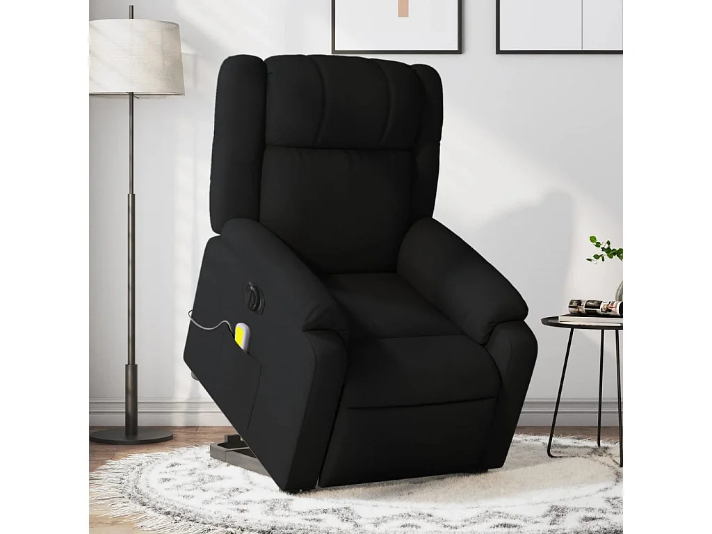 Sillón de masaje eléctrico reclinable elevable tela negro