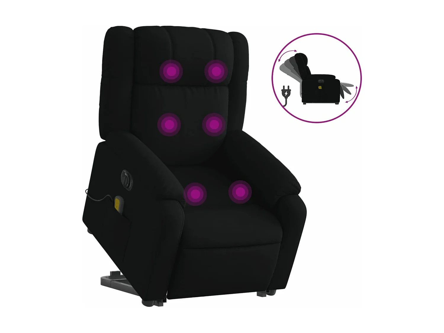 Sillón de masaje eléctrico reclinable elevable tela negro
