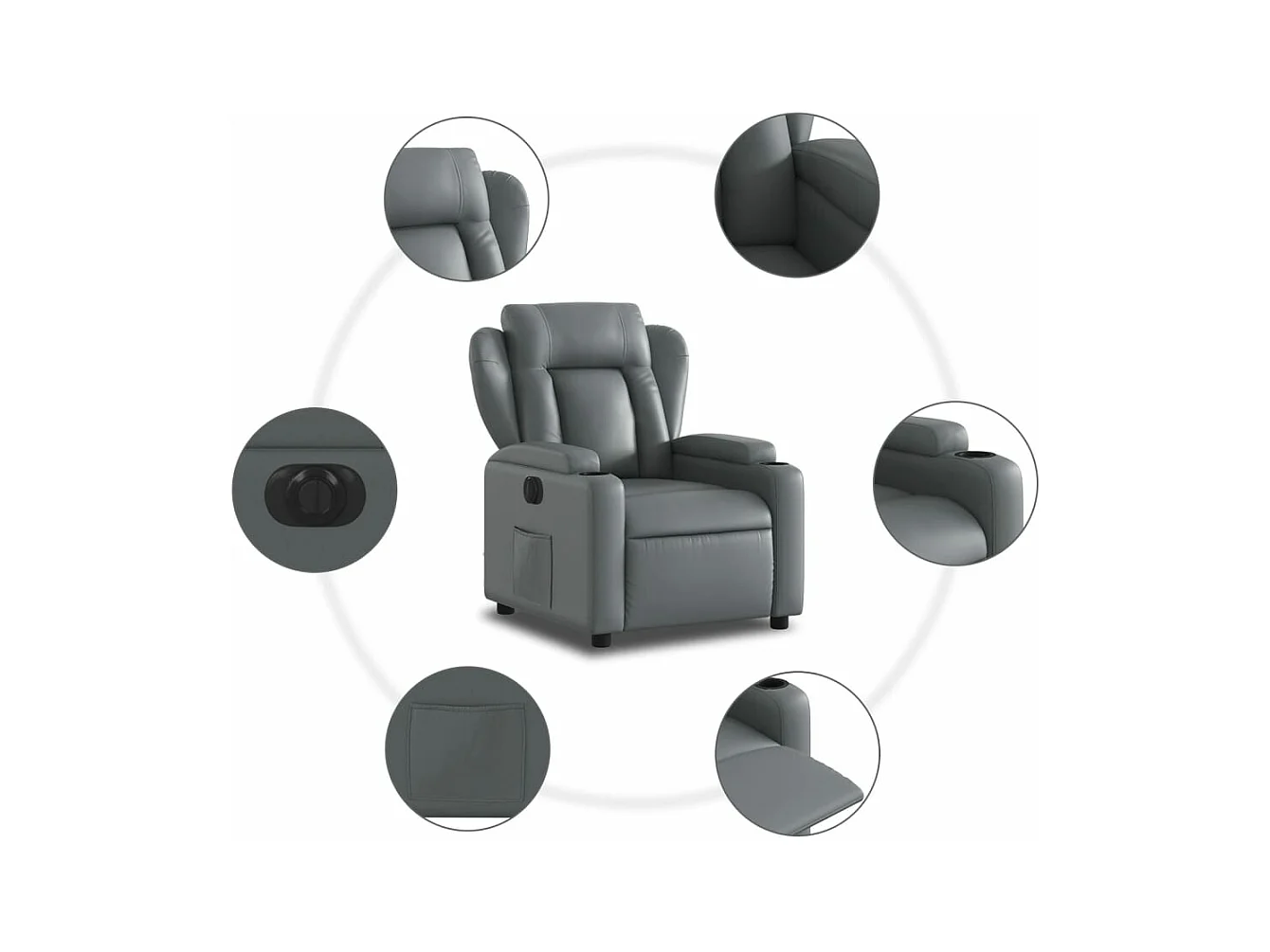 Fauteuil inclinable électrique Gris Similicuir