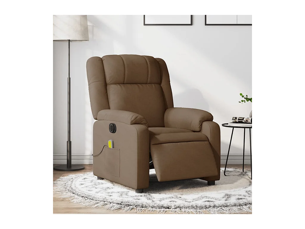 Sillón reclinable de masaje eléctrico tela marrón