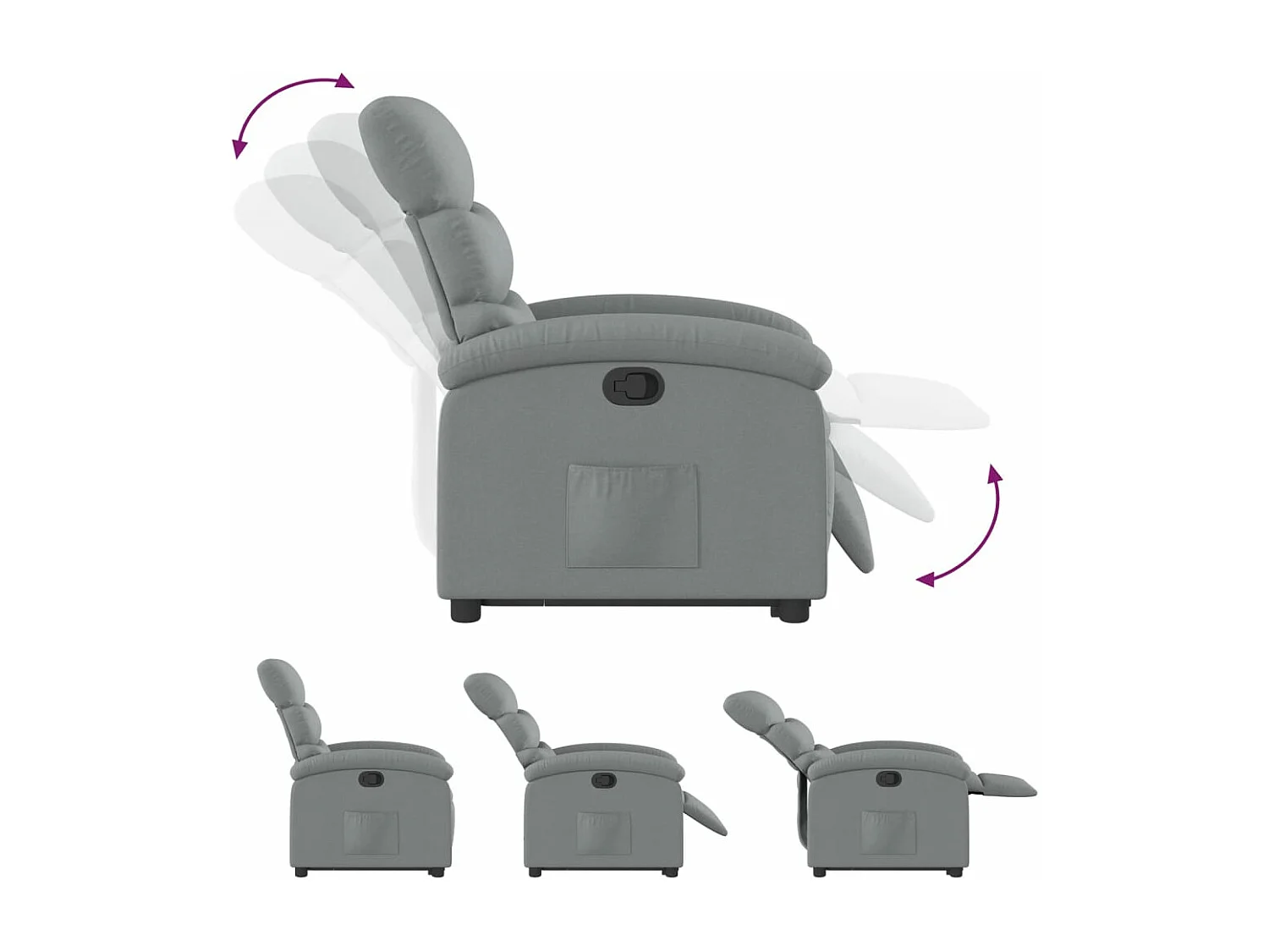 Fauteuil inclinable Gris clair Tissu