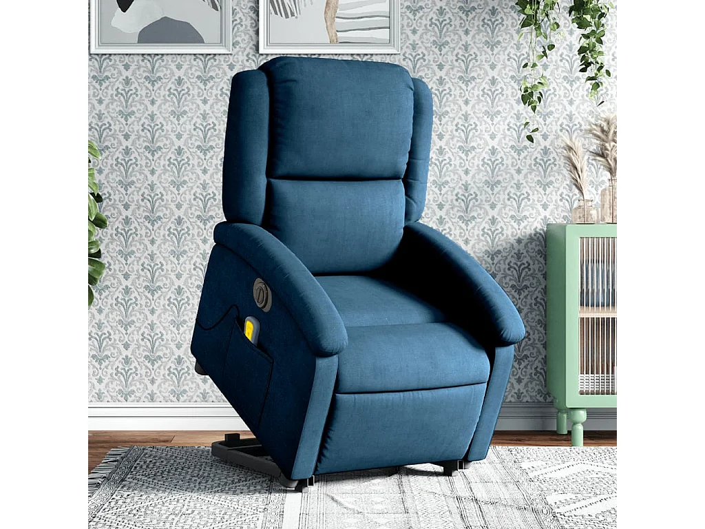 Fauteuil inclinable de massage électrique bleu velours