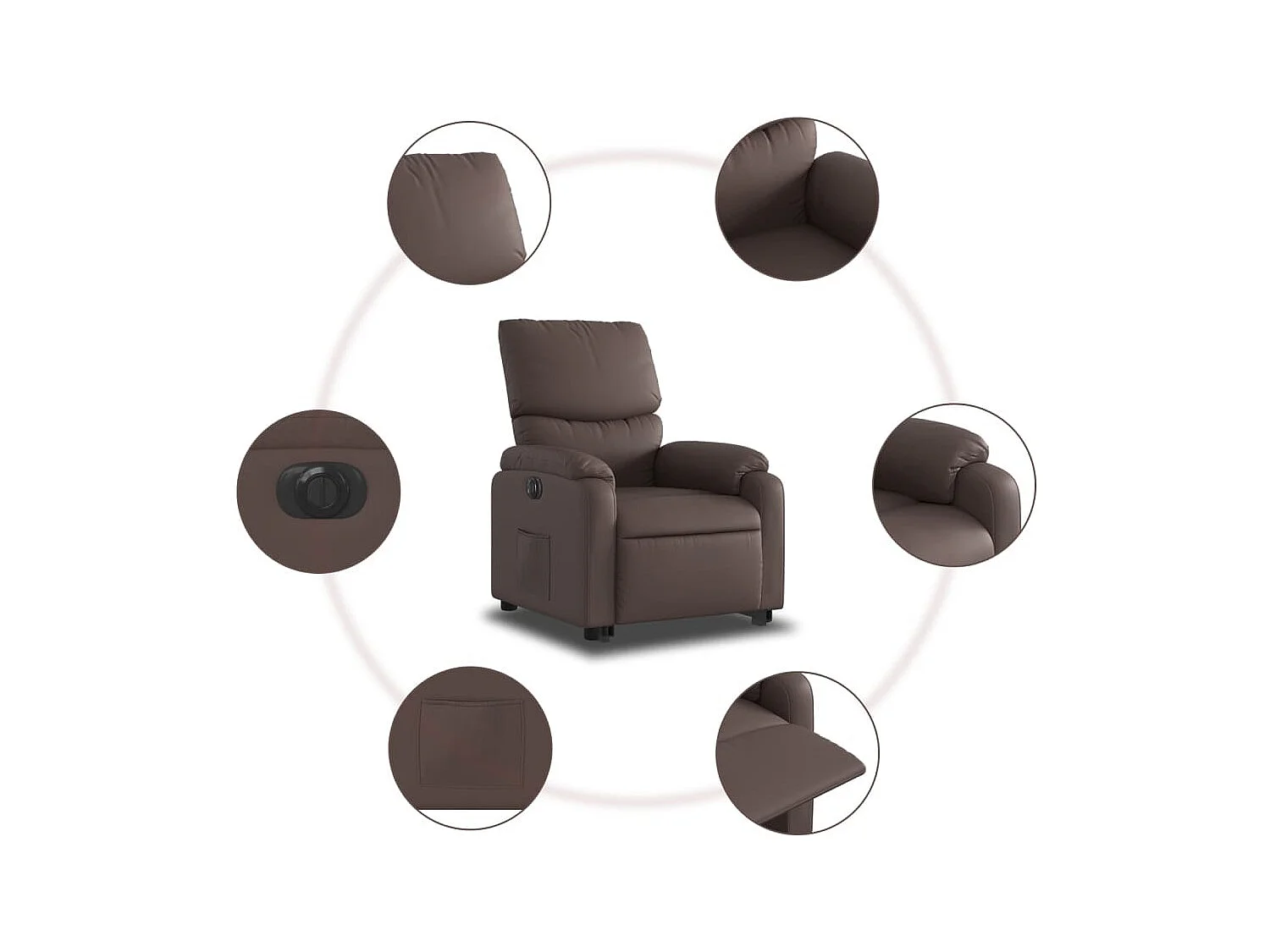 Poltrona Alzapersona Reclinabile Marrone in Similpelle