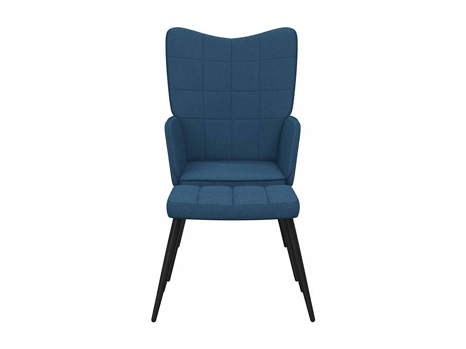 Sedia Relax con Sgabello Blu in Tessuto