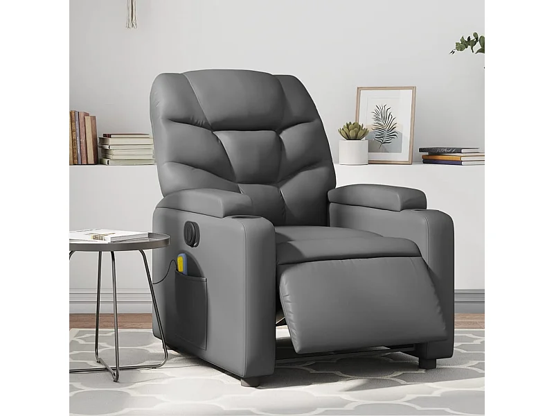 Fauteuil de massage inclinable électrique gris similicuir