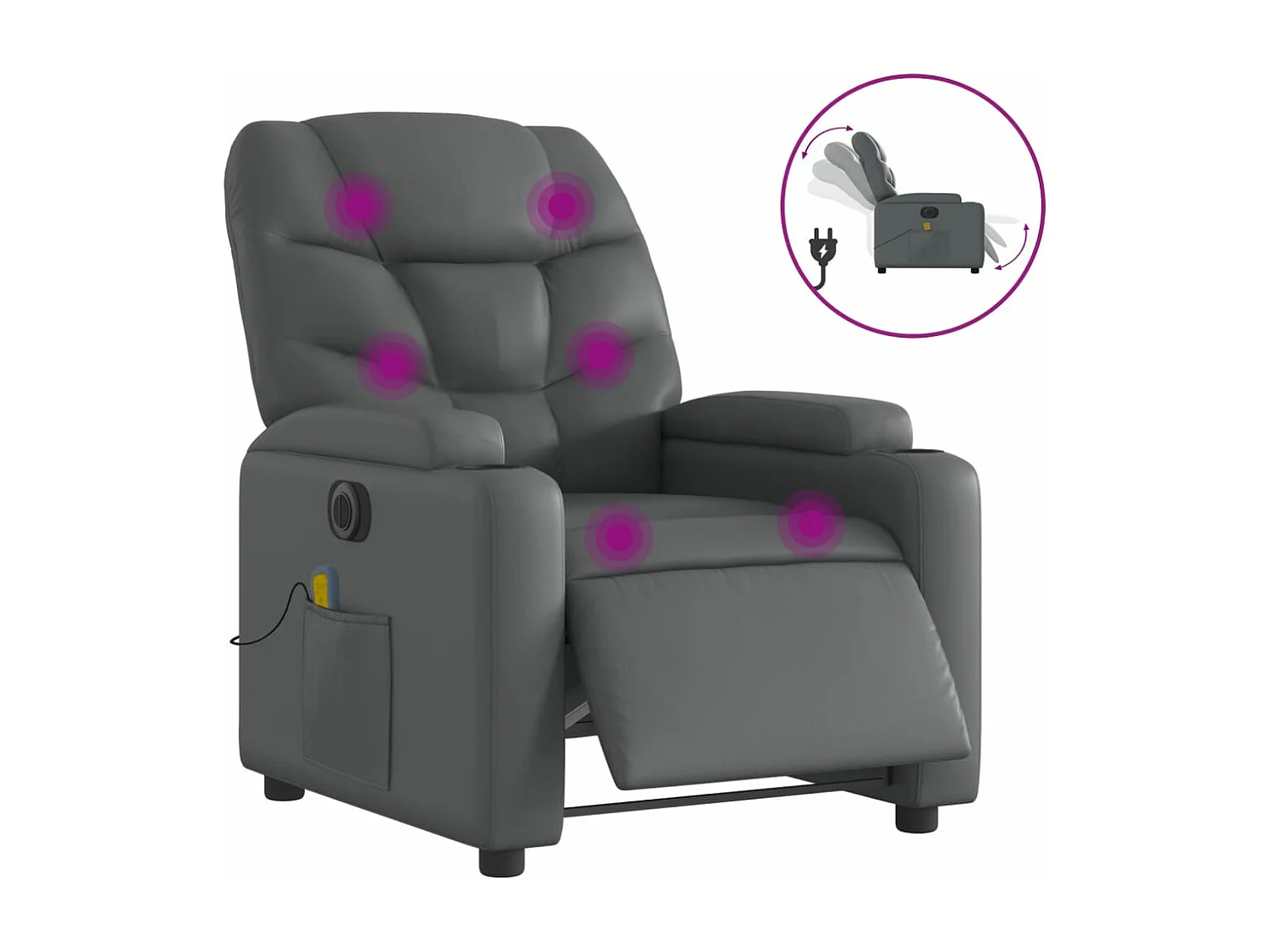 Fauteuil de massage inclinable électrique gris similicuir