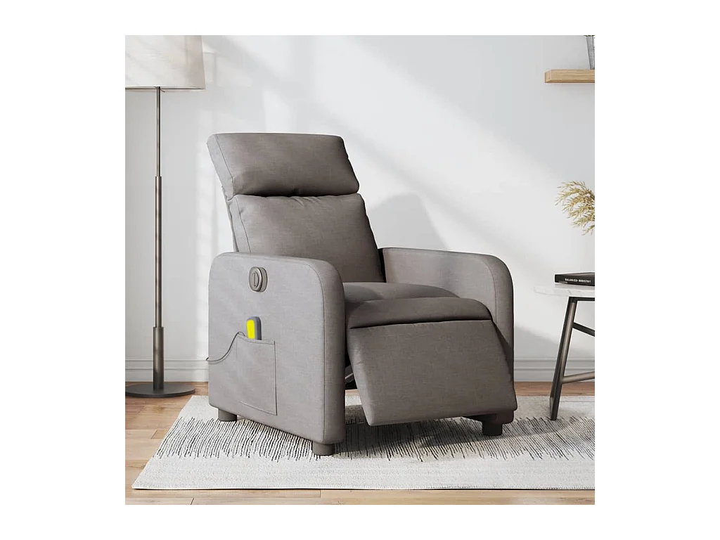 Fauteuil de massage inclinable électrique Taupe Tissu