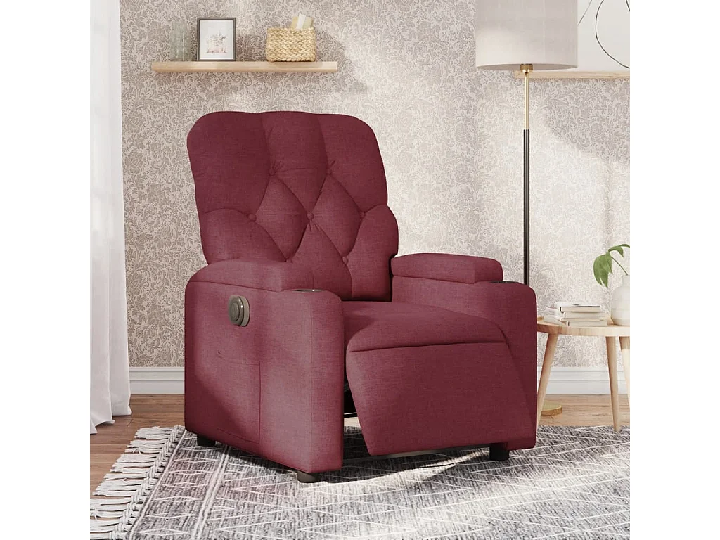 Relaxsessel Elektrisch Weinrot Stoff