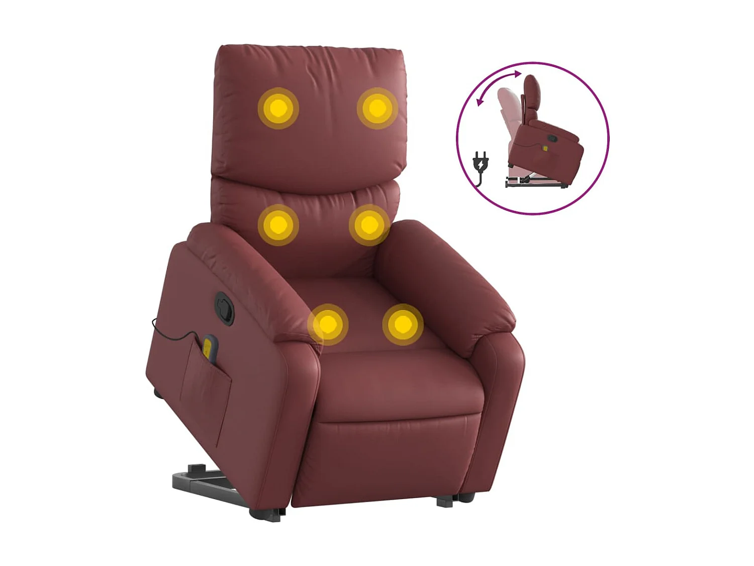Fauteuil inclinable de massage Rouge bordeaux Similicuir