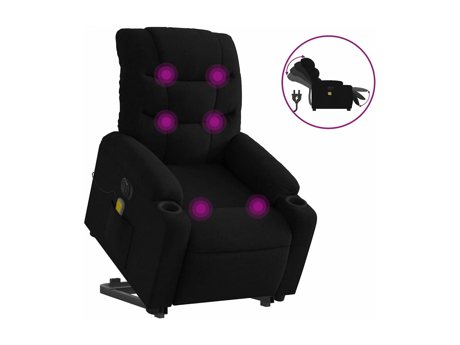 Fauteuil inclinable de massage électrique Noir Tissu