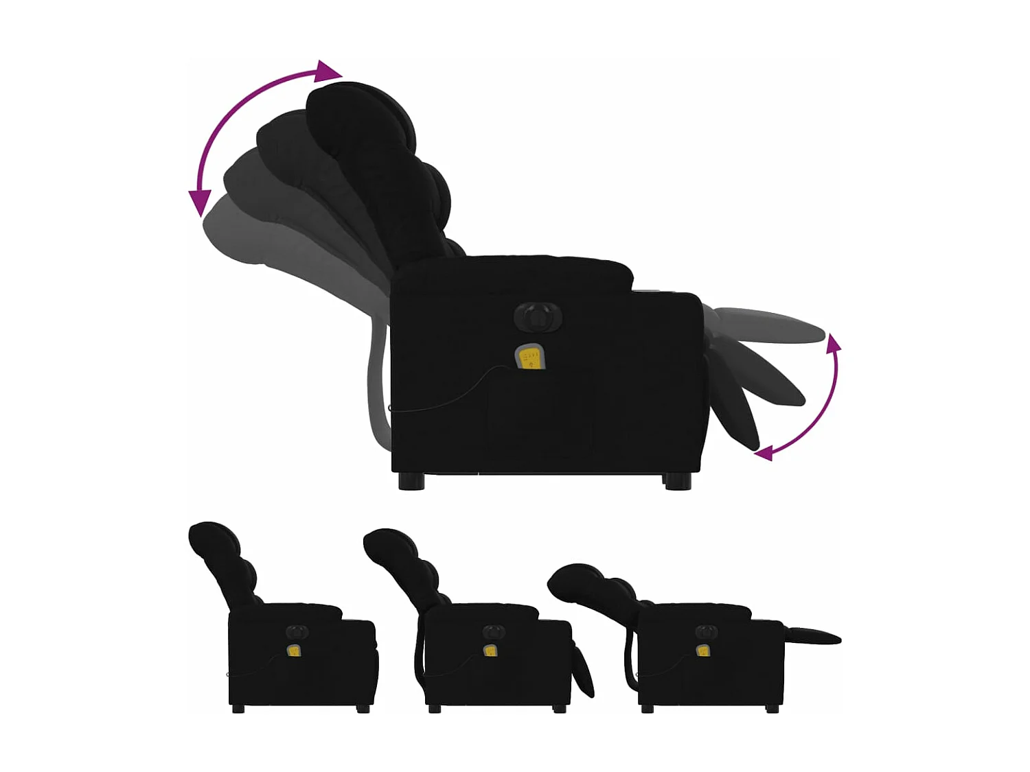 Fauteuil inclinable de massage électrique Noir Tissu