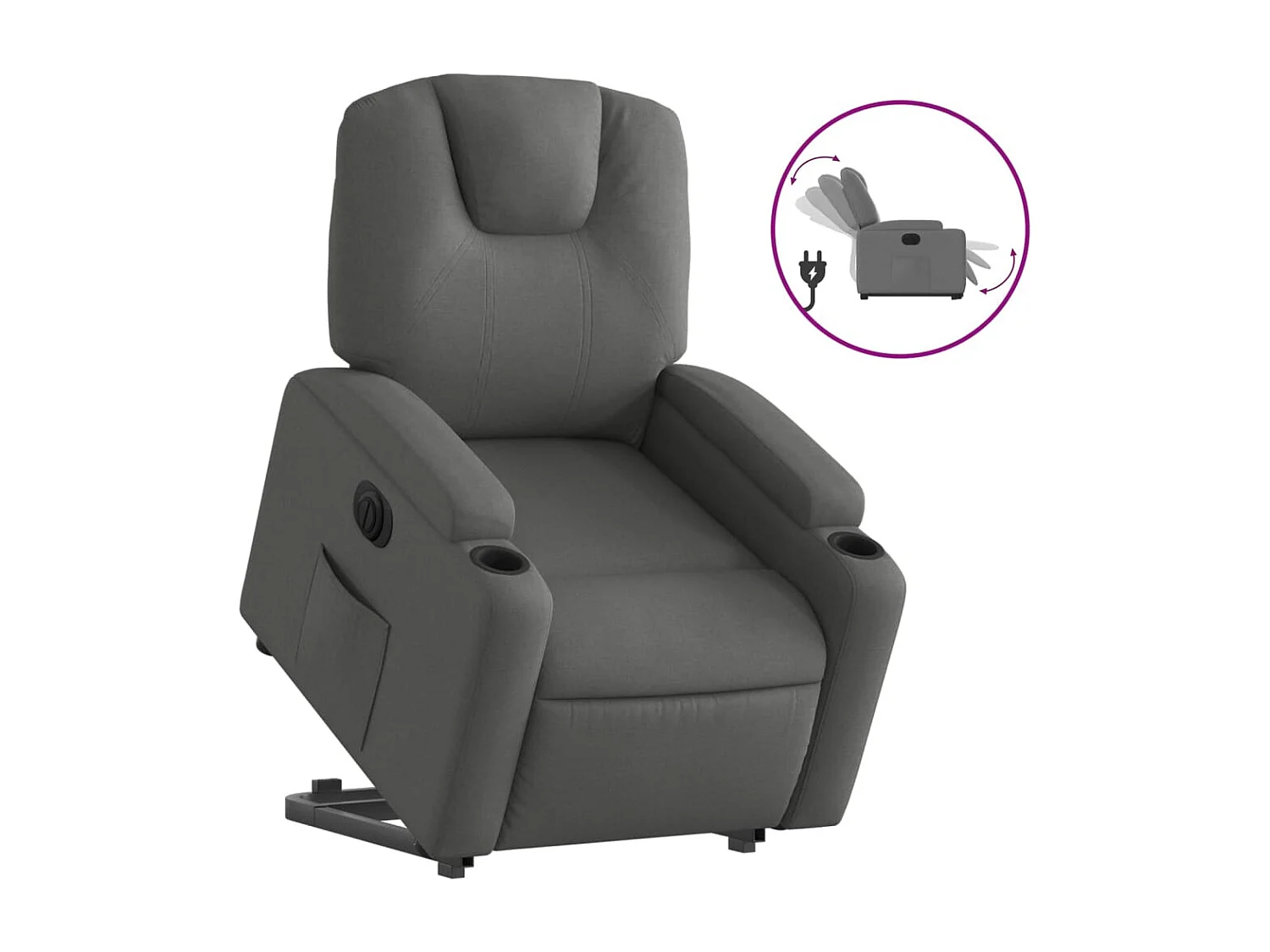 Fauteuil inclinable électrique gris foncé tissu