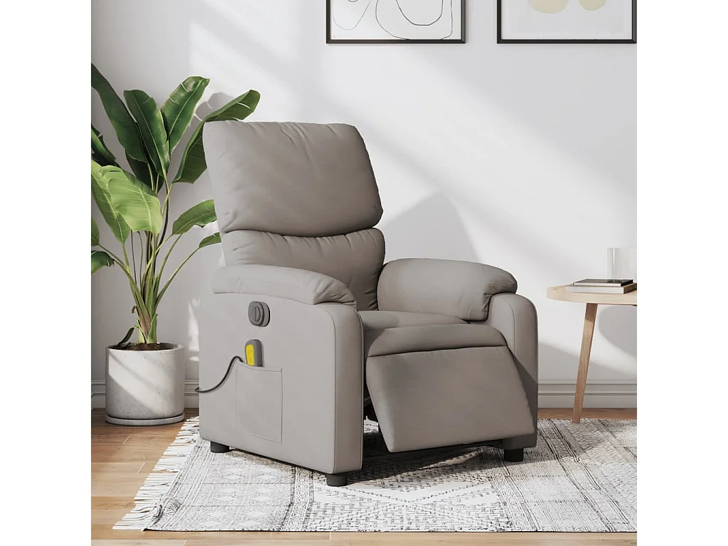 Sillón reclinable de masaje eléctrico tela gris taupe