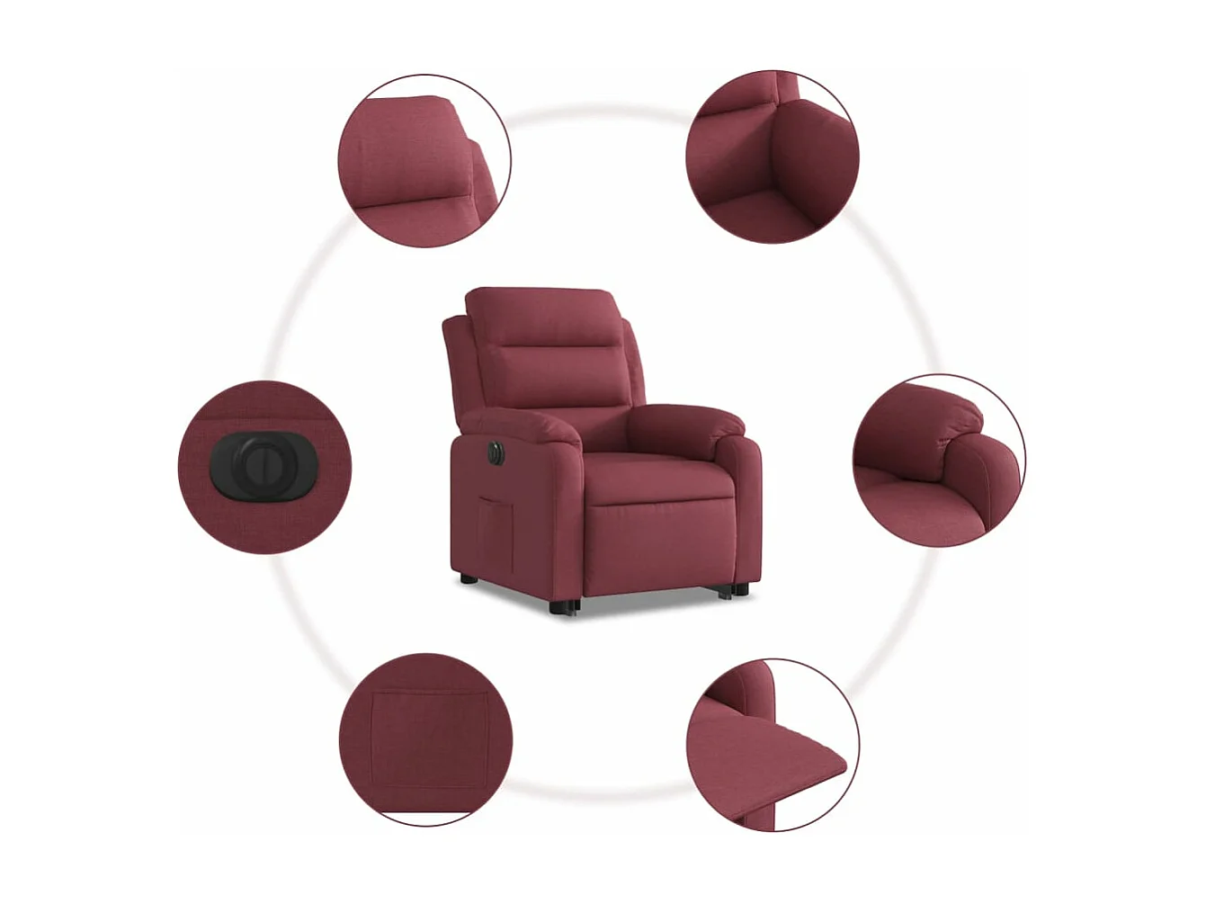Fauteuil inclinable électrique rouge bordeaux tissu