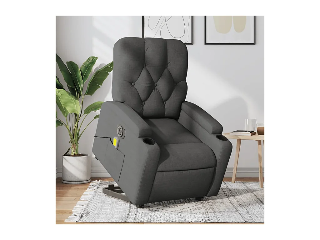 Fauteuil inclinable de massage électrique Gris foncé Tissu