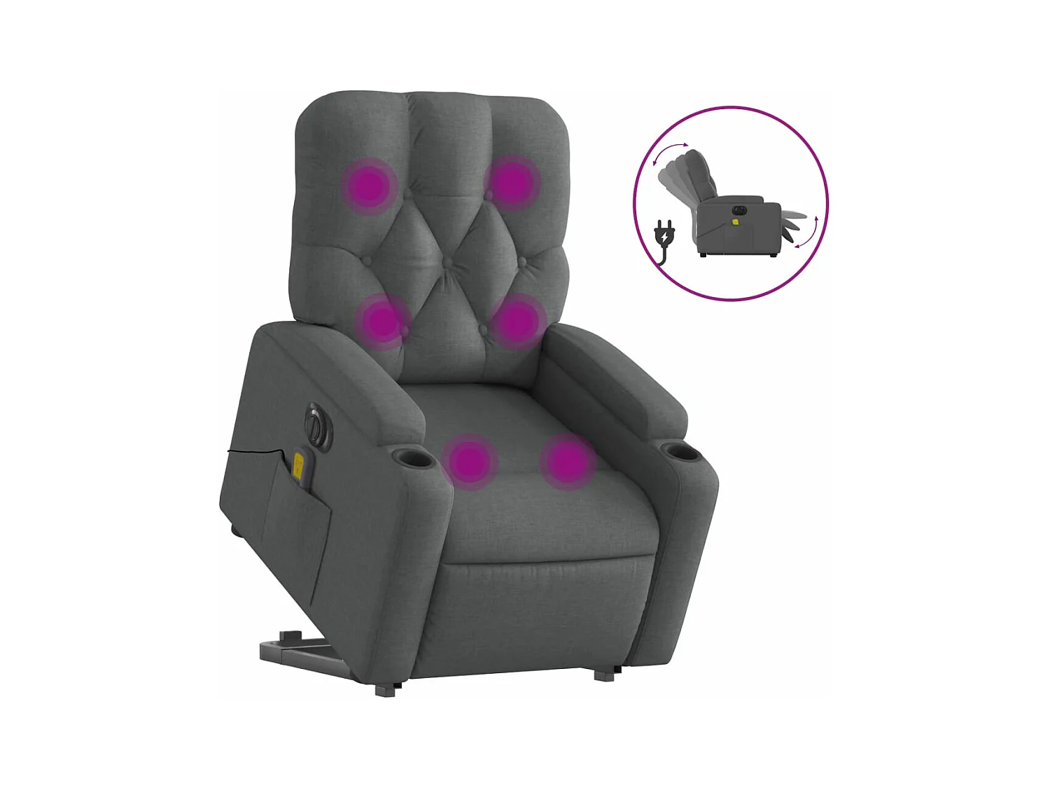 Fauteuil inclinable de massage électrique Gris foncé Tissu