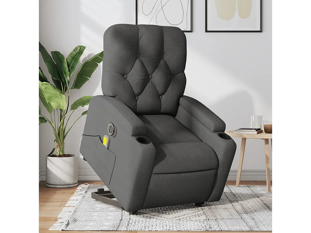 Fauteuil inclinable de massage électrique Gris foncé Tissu