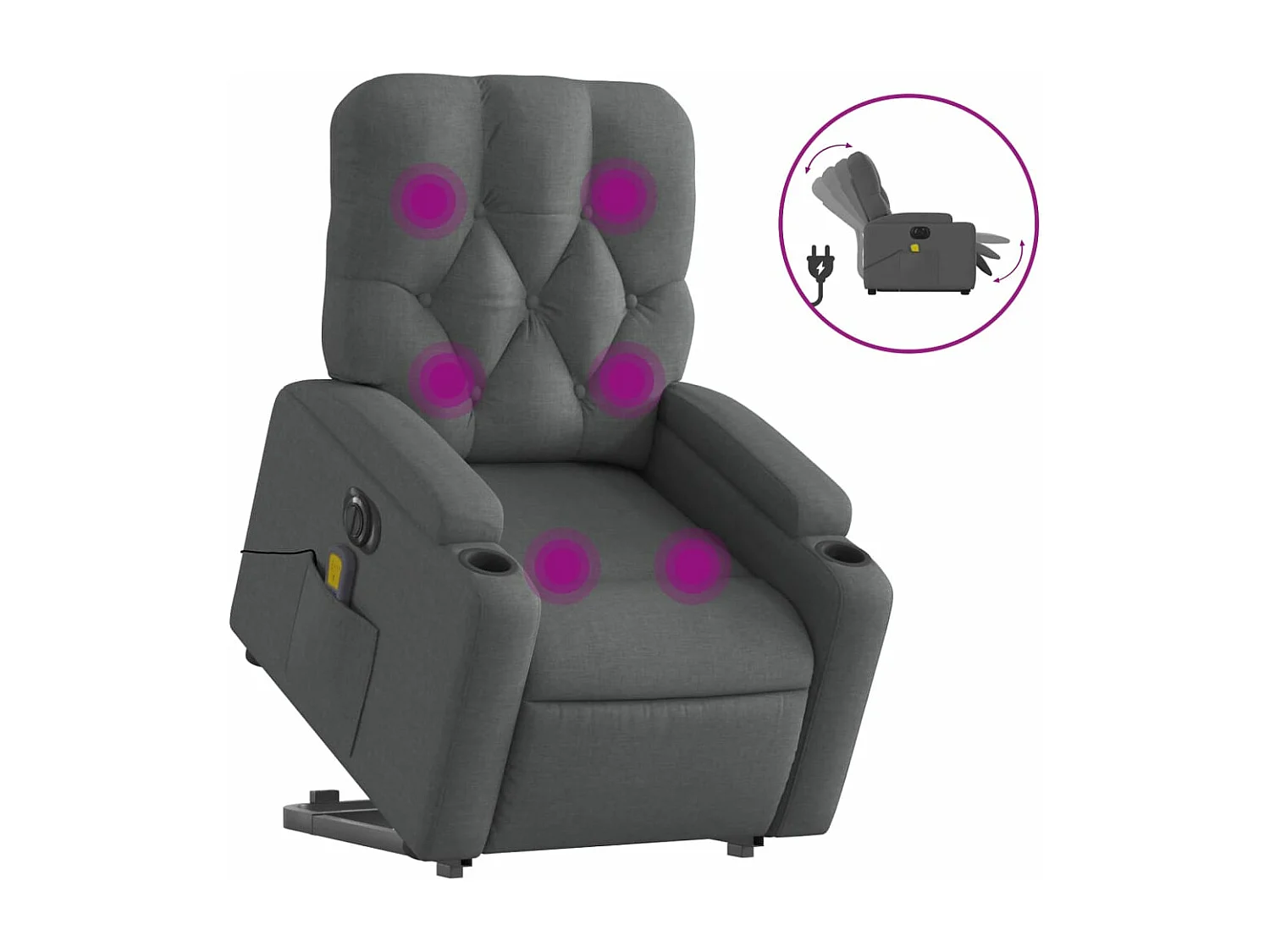 Fauteuil inclinable de massage électrique Gris foncé Tissu