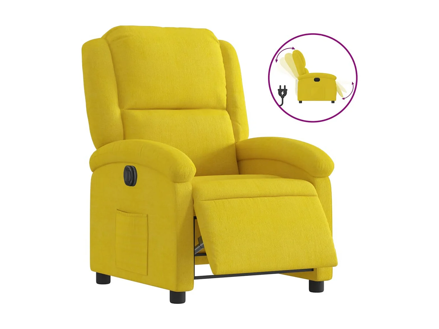 Fauteuil inclinable électrique jaune velours