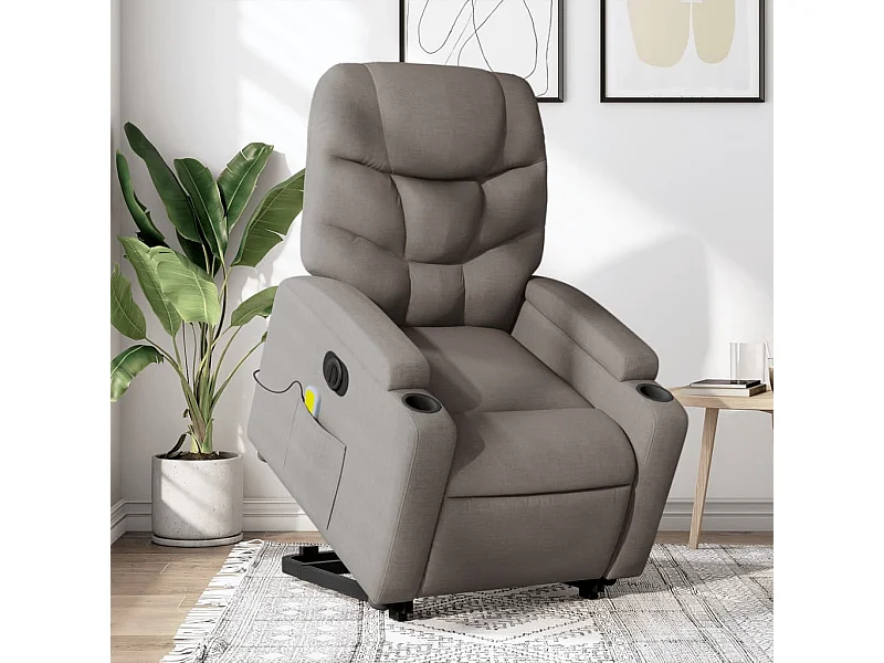 Fauteuil inclinable de massage électrique Taupe Tissu