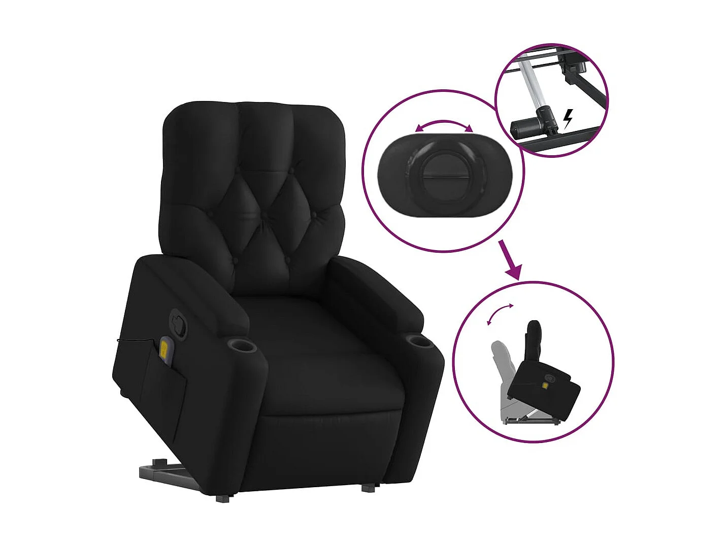 Fauteuil inclinable de massage Noir Similicuir