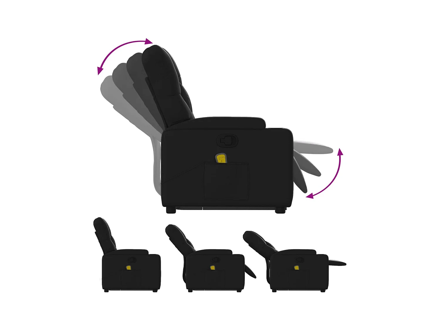 Fauteuil inclinable de massage Noir Similicuir