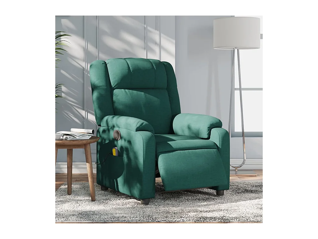 Fauteuil de massage inclinable électrique Vert foncé Tissu