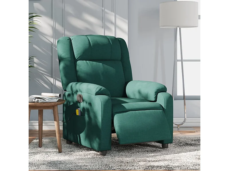 Fauteuil de massage inclinable électrique Vert foncé Tissu