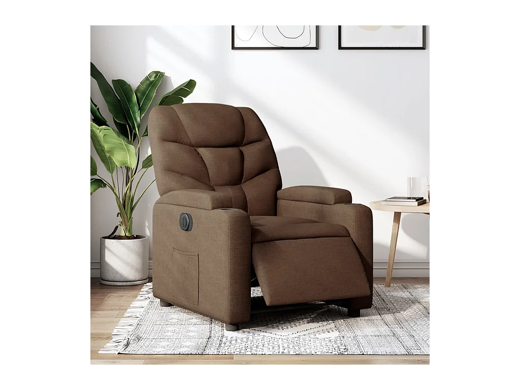 Fauteuil verstelbaar elektrisch stof bruin