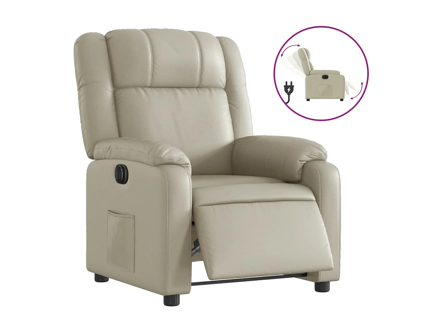 Poltrona Reclinabile Elettrica Crema in Similpelle