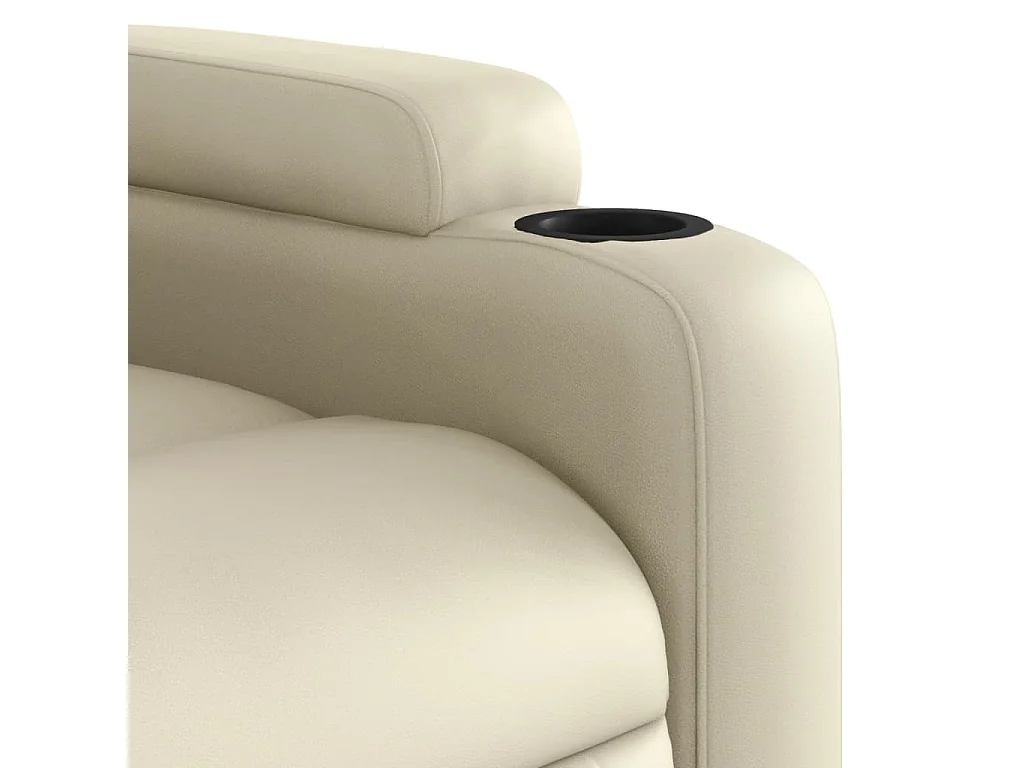 Sillón reclinable elevable eléctrico de cuero sintético crema