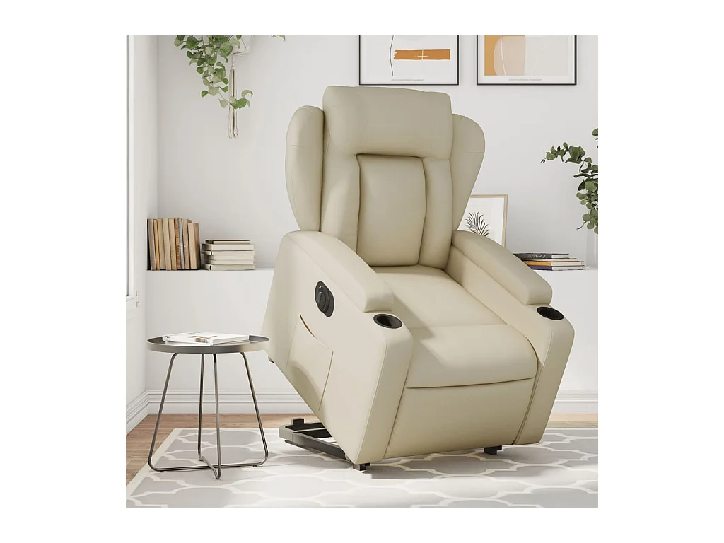 Fauteuil inclinable électrique crème similicuir