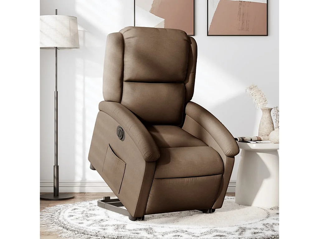 Fauteuil inclinable électrique marron tissu