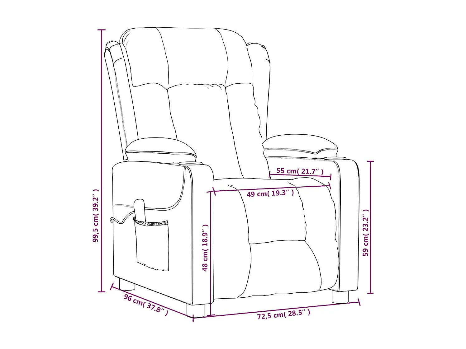 Fauteuil inclinable électrique Gris clair Tissu