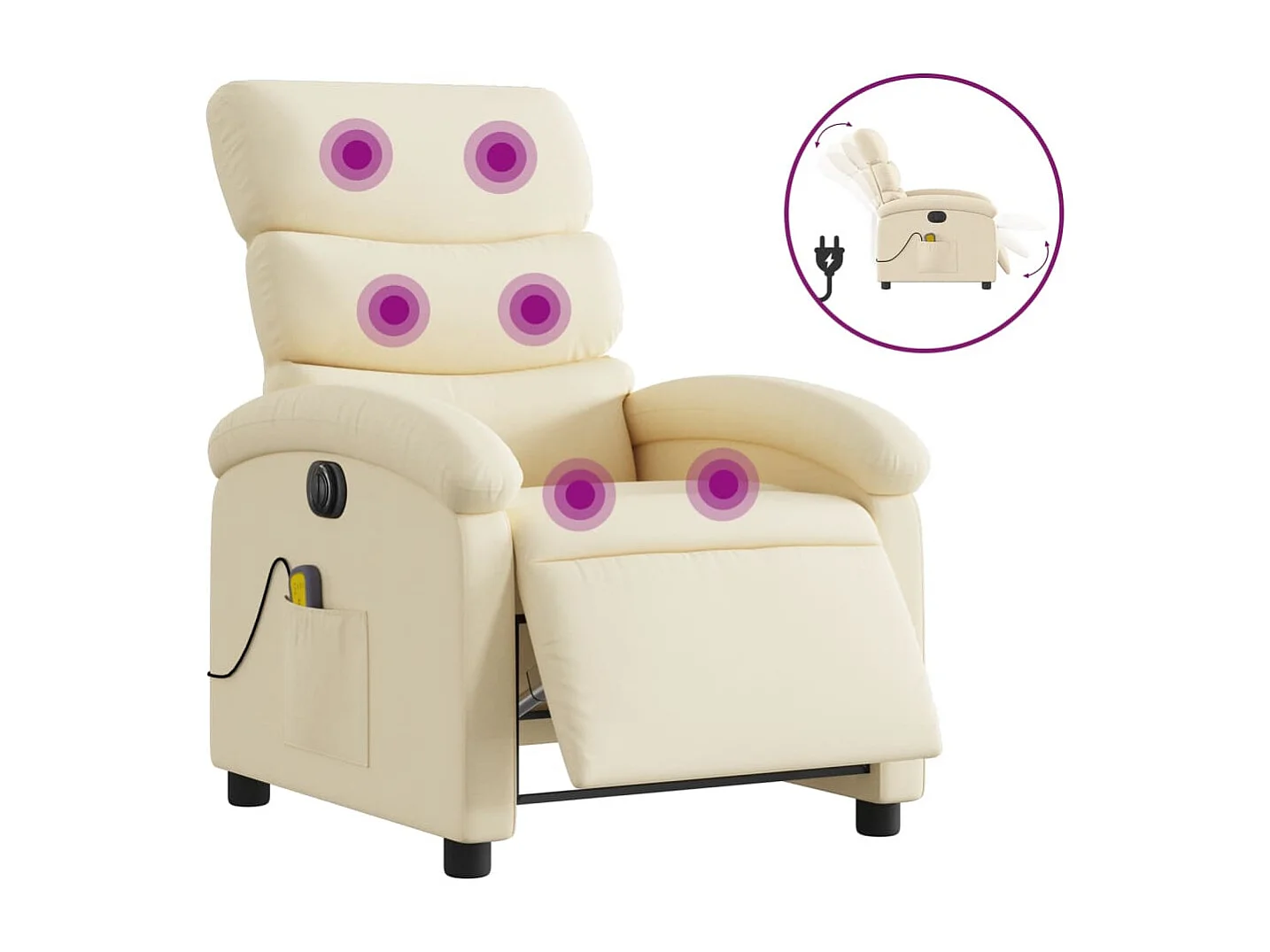Poltrona de massagens reclinável elétrica tecido creme