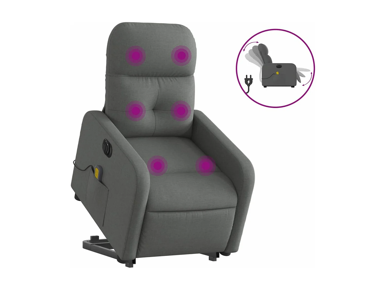 Fauteuil inclinable de massage électrique Gris foncé Tissu