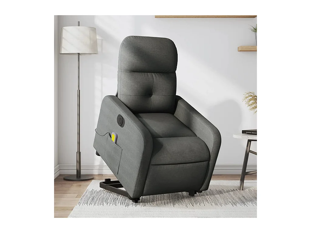 Poltrona Alzapersona Massaggi Elettrica Grigio Scuro Tessuto