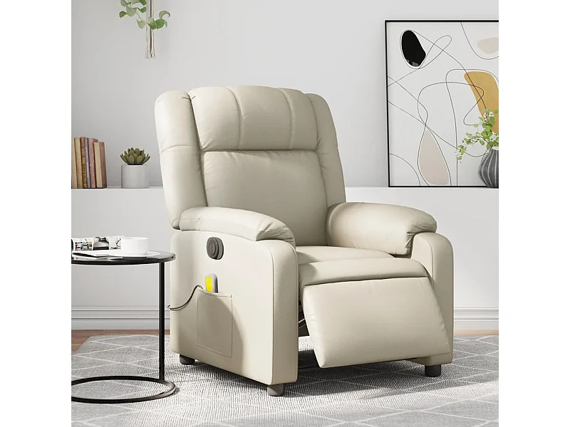 Fauteuil de massage inclinable électrique crème similicuir
