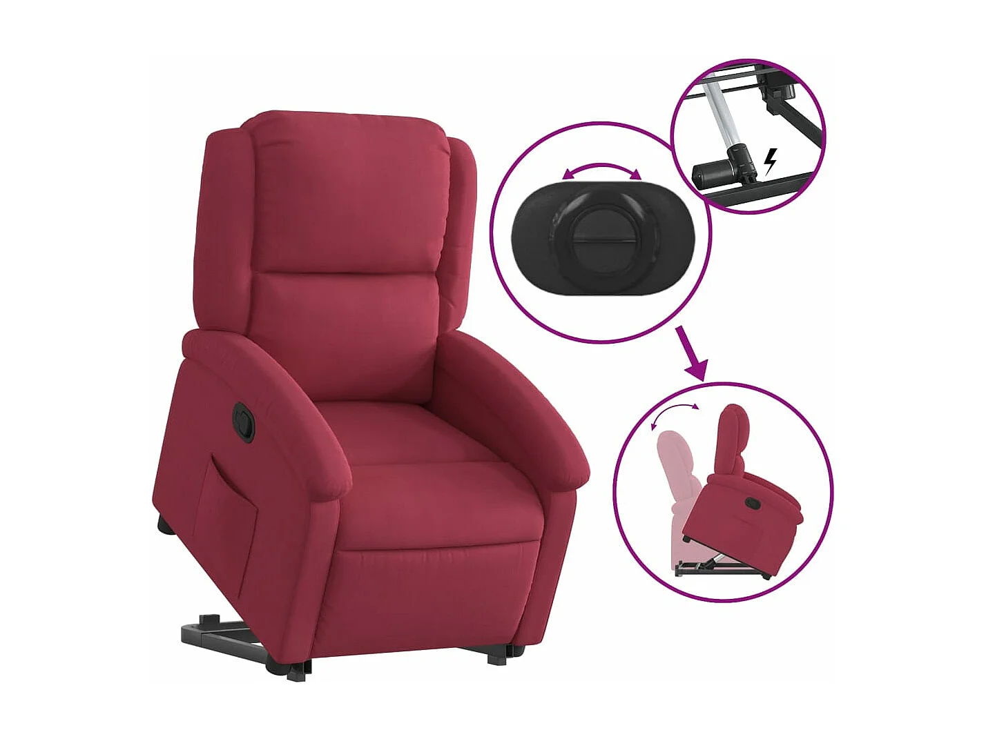 Fauteuil inclinable Rouge bordeaux Velours
