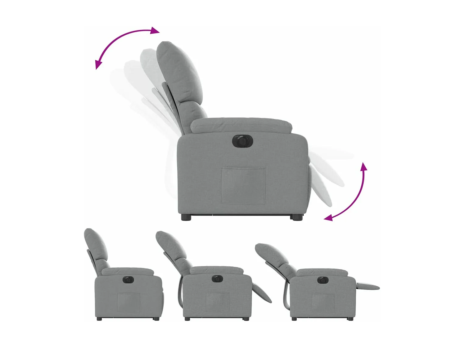 Fauteuil inclinable électrique gris clair tissu