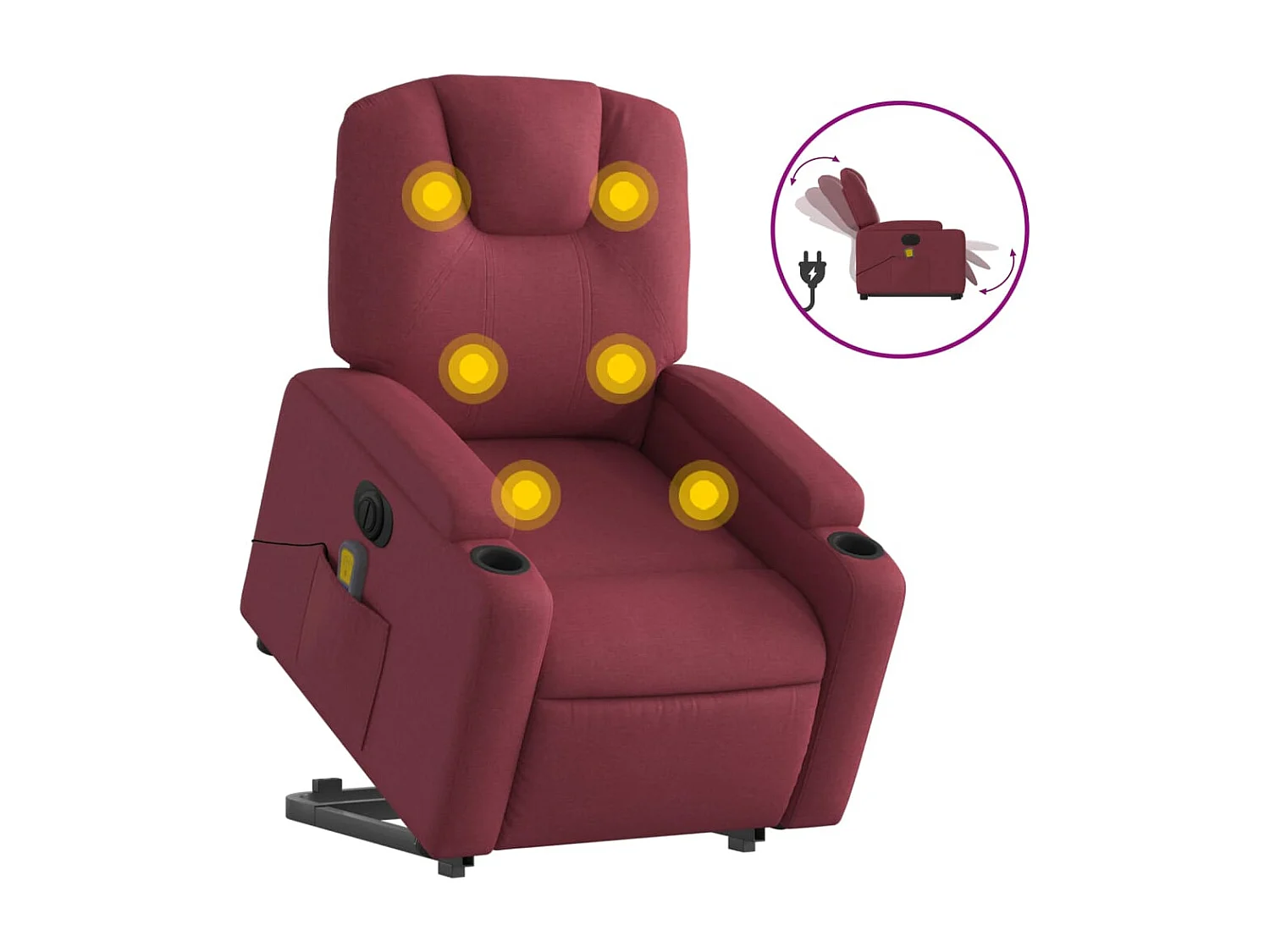 Fauteuil inclinable de massage électrique Rouge bordeaux Tissu