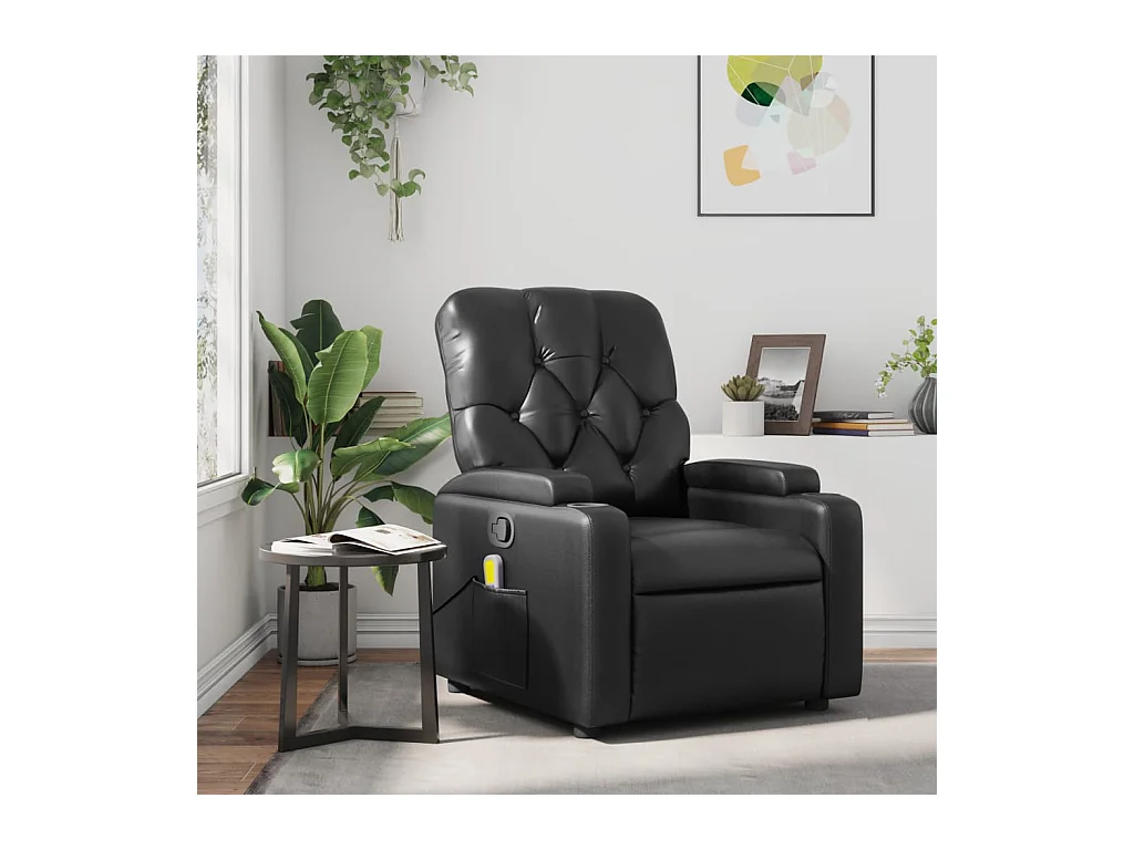 Fauteuil de massage inclinable Noir Similicuir