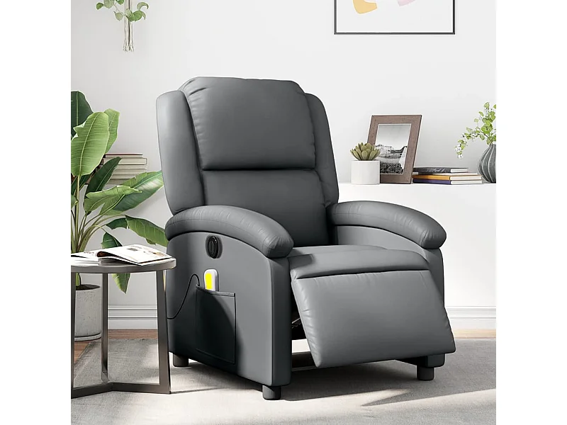 Fauteuil de massage inclinable électrique gris similicuir