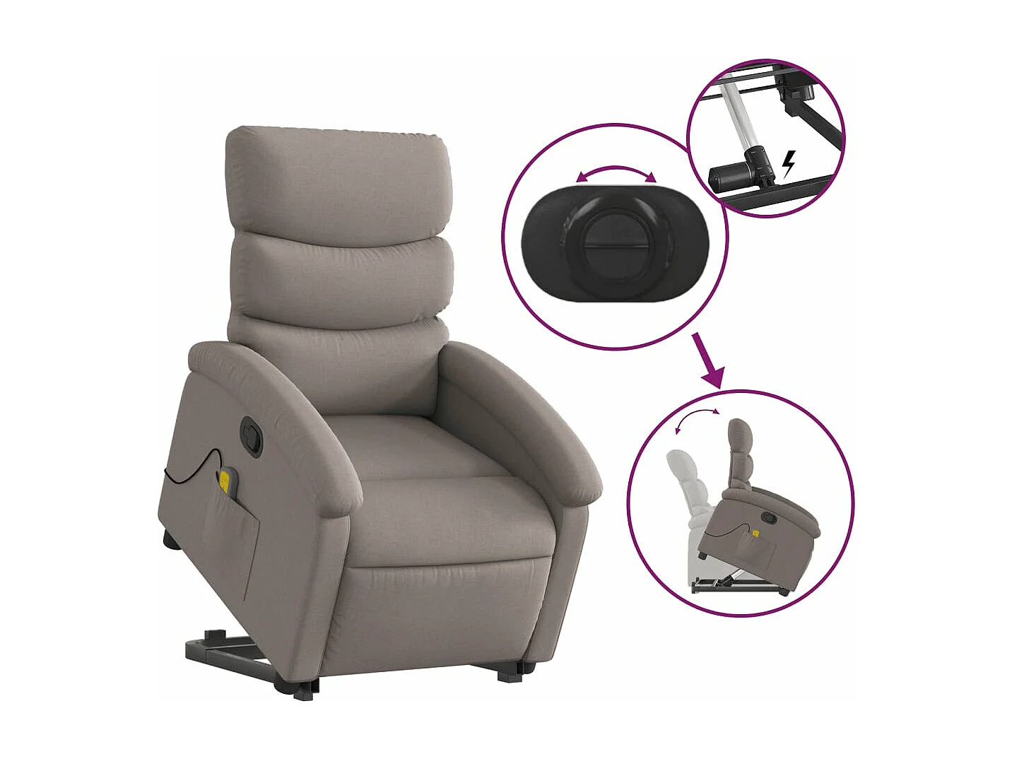 Fauteuil inclinable de massage Taupe Tissu